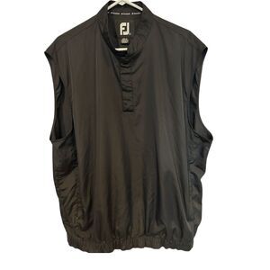 FootJoy‎ Men's Pullover Windbreaker Vest 1/4 Snap Button Collar Large Black Golf